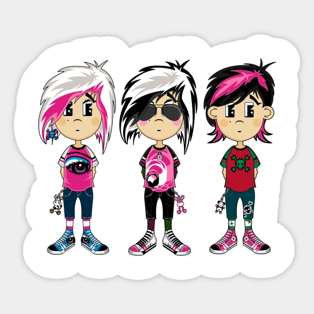 Cute Cartoon Emo Punk Girls Sticker by markmurphycreative